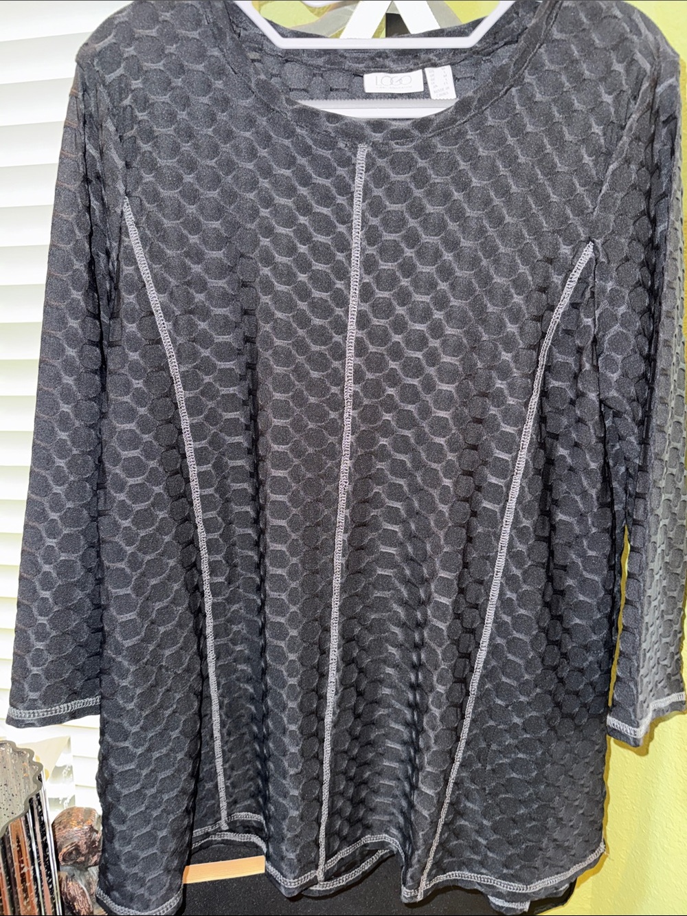 LOGO by Lori Goldstein Black Honeycomb-Texture Tunic